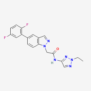 molecular formula C19H16F2N6O B5899911 2-[5-(2,5-difluorophenyl)-1H-indazol-1-yl]-N-(2-ethyl-2H-1,2,3-triazol-4-yl)acetamide 