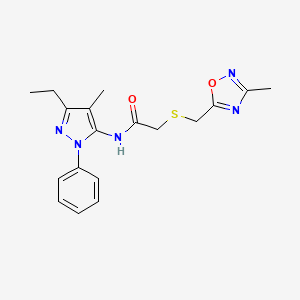 N-(3-ethyl-4-methyl-1-phenyl-1H-pyrazol-5-yl)-2-{[(3-methyl-1,2,4-oxadiazol-5-yl)methyl]thio}acetamide