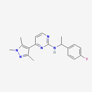 molecular formula C18H20FN5 B5900047 N-[1-(4-fluorophenyl)ethyl]-4-(1,3,5-trimethyl-1H-pyrazol-4-yl)pyrimidin-2-amine 