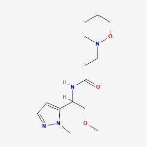 molecular formula C14H24N4O3 B5900100 N-[2-methoxy-1-(1-methyl-1H-pyrazol-5-yl)ethyl]-3-(1,2-oxazinan-2-yl)propanamide 