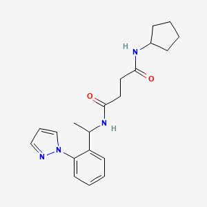 molecular formula C20H26N4O2 B5900135 N-cyclopentyl-N'-{1-[2-(1H-pyrazol-1-yl)phenyl]ethyl}succinamide 