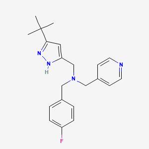 molecular formula C21H25FN4 B5900156 N-[(3-tert-butyl-1H-pyrazol-5-yl)methyl]-1-(4-fluorophenyl)-N-(pyridin-4-ylmethyl)methanamine 