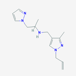 molecular formula C14H21N5 B5900193 N-[(1-allyl-3-methyl-1H-pyrazol-4-yl)methyl]-1-(1H-pyrazol-1-yl)propan-2-amine 