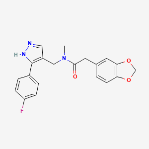 molecular formula C20H18FN3O3 B5900249 2-(1,3-benzodioxol-5-yl)-N-[[5-(4-fluorophenyl)-1H-pyrazol-4-yl]methyl]-N-methylacetamide 