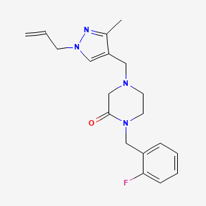 molecular formula C19H23FN4O B5900294 4-[(1-allyl-3-methyl-1H-pyrazol-4-yl)methyl]-1-(2-fluorobenzyl)piperazin-2-one 