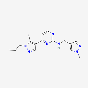 molecular formula C16H21N7 B5900300 4-(5-methyl-1-propyl-1H-pyrazol-4-yl)-N-[(1-methyl-1H-pyrazol-4-yl)methyl]pyrimidin-2-amine 