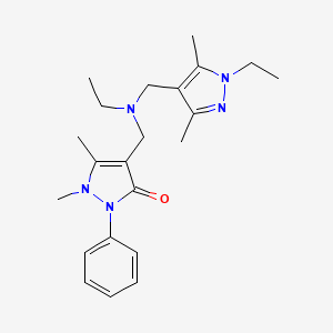 molecular formula C22H31N5O B5900342 4-({ethyl[(1-ethyl-3,5-dimethyl-1H-pyrazol-4-yl)methyl]amino}methyl)-1,5-dimethyl-2-phenyl-1,2-dihydro-3H-pyrazol-3-one 