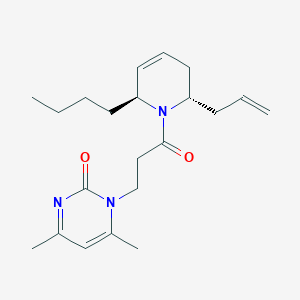 molecular formula C21H31N3O2 B5900344 1-[3-[(2S,6S)-6-butyl-2-prop-2-enyl-3,6-dihydro-2H-pyridin-1-yl]-3-oxopropyl]-4,6-dimethylpyrimidin-2-one 