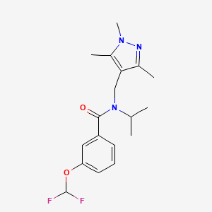 molecular formula C18H23F2N3O2 B5900380 3-(difluoromethoxy)-N-isopropyl-N-[(1,3,5-trimethyl-1H-pyrazol-4-yl)methyl]benzamide 