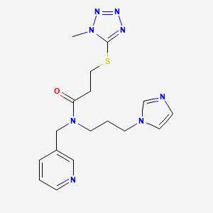 molecular formula C17H22N8OS B5900395 N-[3-(1H-imidazol-1-yl)propyl]-3-[(1-methyl-1H-tetrazol-5-yl)thio]-N-(pyridin-3-ylmethyl)propanamide 