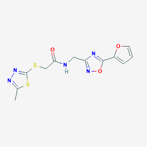 molecular formula C12H11N5O3S2 B5900415 N-{[5-(2-furyl)-1,2,4-oxadiazol-3-yl]methyl}-2-[(5-methyl-1,3,4-thiadiazol-2-yl)thio]acetamide 