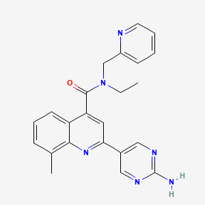 molecular formula C23H22N6O B5900600 2-(2-aminopyrimidin-5-yl)-N-ethyl-8-methyl-N-(pyridin-2-ylmethyl)quinoline-4-carboxamide 