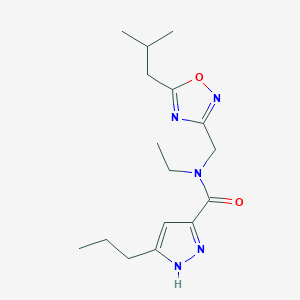 molecular formula C16H25N5O2 B5900637 N-ethyl-N-[(5-isobutyl-1,2,4-oxadiazol-3-yl)methyl]-3-propyl-1H-pyrazole-5-carboxamide 