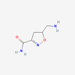 molecular formula C5H9N3O2 B590069 5-(Aminomethyl)-4,5-dihydroisoxazole-3-carboxamide CAS No. 138741-87-4