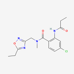 molecular formula C16H19ClN4O3 B5900709 4-chloro-N-[(5-ethyl-1,2,4-oxadiazol-3-yl)methyl]-N-methyl-2-(propionylamino)benzamide 