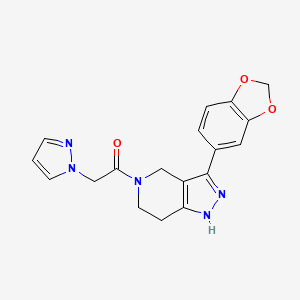 molecular formula C18H17N5O3 B5900762 3-(1,3-benzodioxol-5-yl)-5-(1H-pyrazol-1-ylacetyl)-4,5,6,7-tetrahydro-1H-pyrazolo[4,3-c]pyridine 