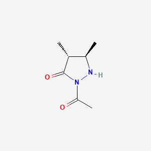 molecular formula C7H12N2O2 B590078 (4R,5R)-2-Acetyl-4,5-dimethylpyrazolidin-3-one CAS No. 130064-86-7