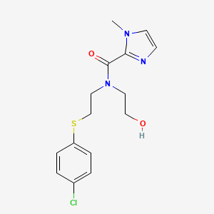 molecular formula C15H18ClN3O2S B5900823 N-{2-[(4-chlorophenyl)thio]ethyl}-N-(2-hydroxyethyl)-1-methyl-1H-imidazole-2-carboxamide 