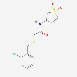 molecular formula C13H14ClNO3S2 B5900842 2-[(2-chlorobenzyl)thio]-N-(1,1-dioxido-2,3-dihydro-3-thienyl)acetamide 