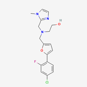 molecular formula C18H19ClFN3O2 B5900851 2-{{[5-(4-chloro-2-fluorophenyl)-2-furyl]methyl}[(1-methyl-1H-imidazol-2-yl)methyl]amino}ethanol 