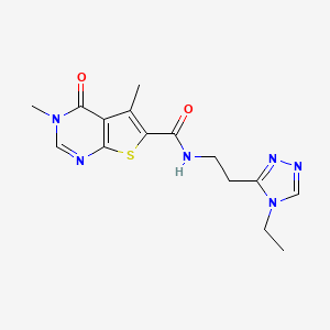 N-[2-(4-ethyl-4H-1,2,4-triazol-3-yl)ethyl]-3,5-dimethyl-4-oxo-3,4-dihydrothieno[2,3-d]pyrimidine-6-carboxamide