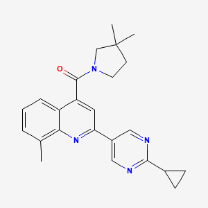 molecular formula C24H26N4O B5901182 2-(2-cyclopropylpyrimidin-5-yl)-4-[(3,3-dimethylpyrrolidin-1-yl)carbonyl]-8-methylquinoline 