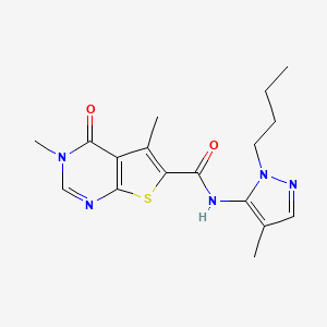 N-(1-butyl-4-methyl-1H-pyrazol-5-yl)-3,5-dimethyl-4-oxo-3,4-dihydrothieno[2,3-d]pyrimidine-6-carboxamide