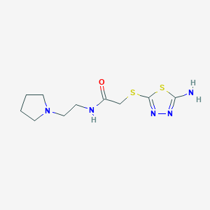 molecular formula C10H17N5OS2 B5901244 2-[(5-amino-1,3,4-thiadiazol-2-yl)thio]-N-(2-pyrrolidin-1-ylethyl)acetamide 