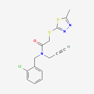 molecular formula C15H14ClN3OS2 B5901261 N-(2-chlorobenzyl)-2-[(5-methyl-1,3,4-thiadiazol-2-yl)thio]-N-prop-2-yn-1-ylacetamide 