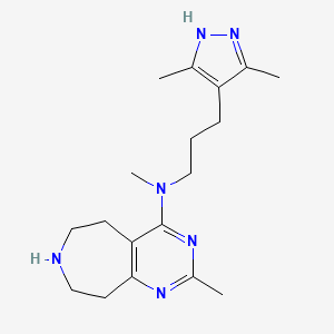 molecular formula C18H28N6 B5901345 N-[3-(3,5-dimethyl-1H-pyrazol-4-yl)propyl]-N,2-dimethyl-6,7,8,9-tetrahydro-5H-pyrimido[4,5-d]azepin-4-amine 