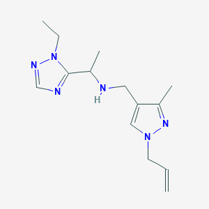 molecular formula C14H22N6 B5901359 N-[(1-allyl-3-methyl-1H-pyrazol-4-yl)methyl]-1-(1-ethyl-1H-1,2,4-triazol-5-yl)ethanamine 