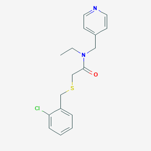 molecular formula C17H19ClN2OS B5901363 2-[(2-chlorobenzyl)thio]-N-ethyl-N-(pyridin-4-ylmethyl)acetamide 