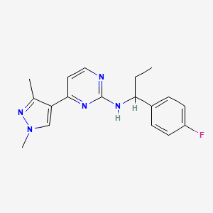 molecular formula C18H20FN5 B5901417 4-(1,3-dimethyl-1H-pyrazol-4-yl)-N-[1-(4-fluorophenyl)propyl]pyrimidin-2-amine 