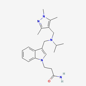 molecular formula C22H31N5O B5901441 3-[3-({isopropyl[(1,3,5-trimethyl-1H-pyrazol-4-yl)methyl]amino}methyl)-1H-indol-1-yl]propanamide 