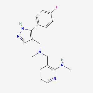 molecular formula C18H20FN5 B5901459 3-{[{[5-(4-fluorophenyl)-1H-pyrazol-4-yl]methyl}(methyl)amino]methyl}-N-methylpyridin-2-amine 