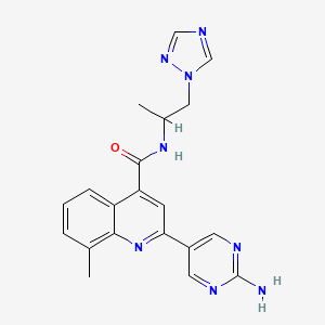 molecular formula C20H20N8O B5901515 2-(2-aminopyrimidin-5-yl)-8-methyl-N-[1-methyl-2-(1H-1,2,4-triazol-1-yl)ethyl]quinoline-4-carboxamide 