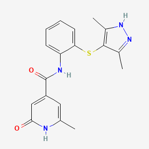 molecular formula C18H18N4O2S B5901524 N-{2-[(3,5-dimethyl-1H-pyrazol-4-yl)thio]phenyl}-6-methyl-2-oxo-1,2-dihydropyridine-4-carboxamide 