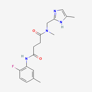 molecular formula C17H21FN4O2 B5901585 N'-(2-fluoro-5-methylphenyl)-N-methyl-N-[(4-methyl-1H-imidazol-2-yl)methyl]succinamide 