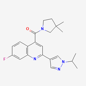 molecular formula C22H25FN4O B5901636 4-[(3,3-dimethylpyrrolidin-1-yl)carbonyl]-7-fluoro-2-(1-isopropyl-1H-pyrazol-4-yl)quinoline 