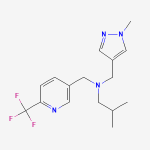 molecular formula C16H21F3N4 B5901637 2-methyl-N-[(1-methyl-1H-pyrazol-4-yl)methyl]-N-{[6-(trifluoromethyl)pyridin-3-yl]methyl}propan-1-amine 