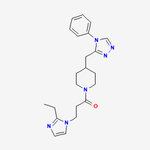 molecular formula C22H28N6O B5901644 1-[3-(2-ethyl-1H-imidazol-1-yl)propanoyl]-4-[(4-phenyl-4H-1,2,4-triazol-3-yl)methyl]piperidine 