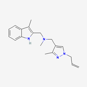 molecular formula C19H24N4 B5901663 1-(1-allyl-3-methyl-1H-pyrazol-4-yl)-N-methyl-N-[(3-methyl-1H-indol-2-yl)methyl]methanamine 