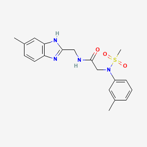 molecular formula C19H22N4O3S B5901728 N-[(5-methyl-1H-benzimidazol-2-yl)methyl]-2-[(3-methylphenyl)(methylsulfonyl)amino]acetamide 
