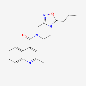 N-ethyl-2,8-dimethyl-N-[(5-propyl-1,2,4-oxadiazol-3-yl)methyl]quinoline-4-carboxamide
