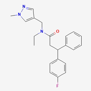molecular formula C22H24FN3O B5901748 N-ethyl-3-(4-fluorophenyl)-N-[(1-methyl-1H-pyrazol-4-yl)methyl]-3-phenylpropanamide 
