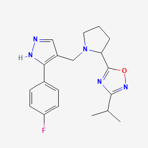 molecular formula C19H22FN5O B5901826 5-(1-{[3-(4-fluorophenyl)-1H-pyrazol-4-yl]methyl}pyrrolidin-2-yl)-3-isopropyl-1,2,4-oxadiazole 