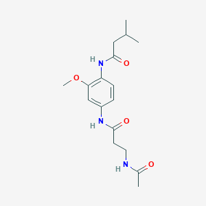 molecular formula C17H25N3O4 B5901846 N-(4-{[3-(acetylamino)propanoyl]amino}-2-methoxyphenyl)-3-methylbutanamide 