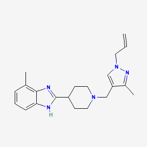 molecular formula C21H27N5 B5901915 2-{1-[(1-allyl-3-methyl-1H-pyrazol-4-yl)methyl]piperidin-4-yl}-4-methyl-1H-benzimidazole 