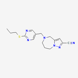 molecular formula C16H20N6S B5902176 5-{[2-(propylthio)pyrimidin-5-yl]methyl}-5,6,7,8-tetrahydro-4H-pyrazolo[1,5-a][1,4]diazepine-2-carbonitrile 