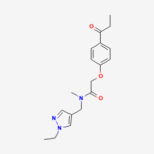 molecular formula C18H23N3O3 B5902184 N-[(1-ethyl-1H-pyrazol-4-yl)methyl]-N-methyl-2-(4-propionylphenoxy)acetamide 